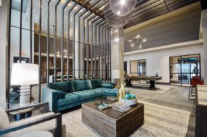 Community lounge with sofas and chairs