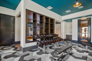 Fitness center with free weights
