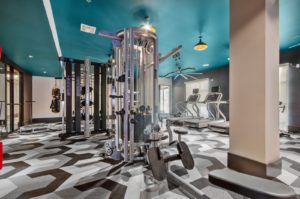 Fitness center with strength training and cardio machines
