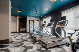Fitness center with treadmills