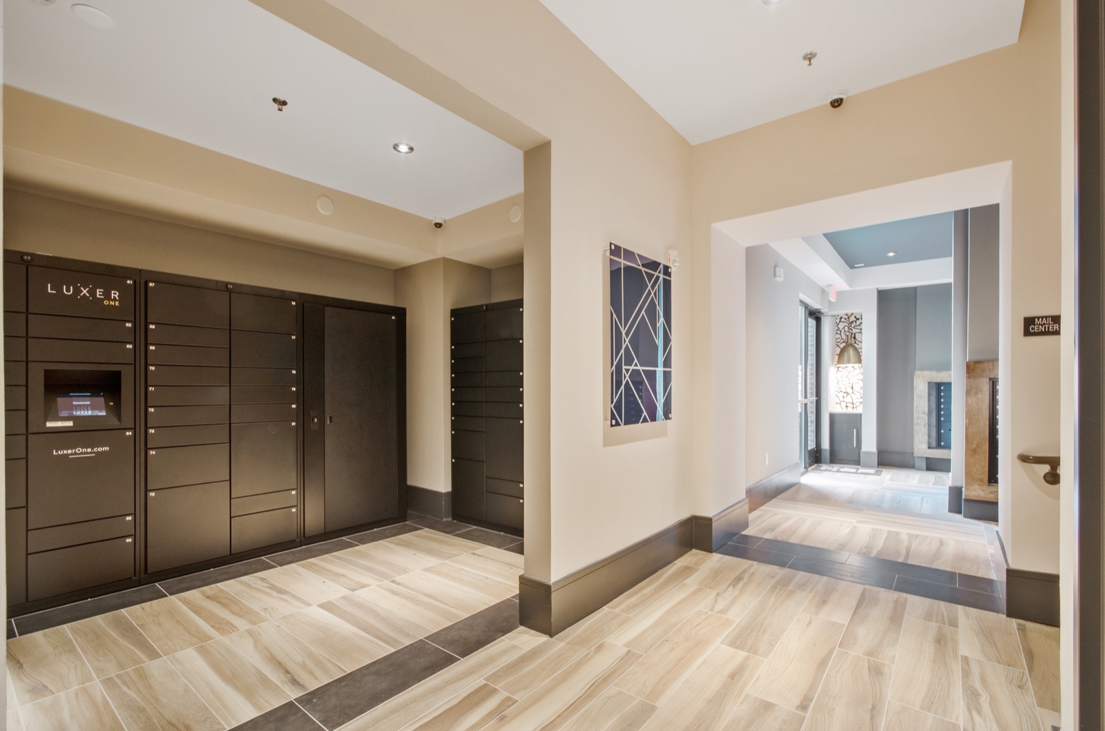 Package lockers and mail room