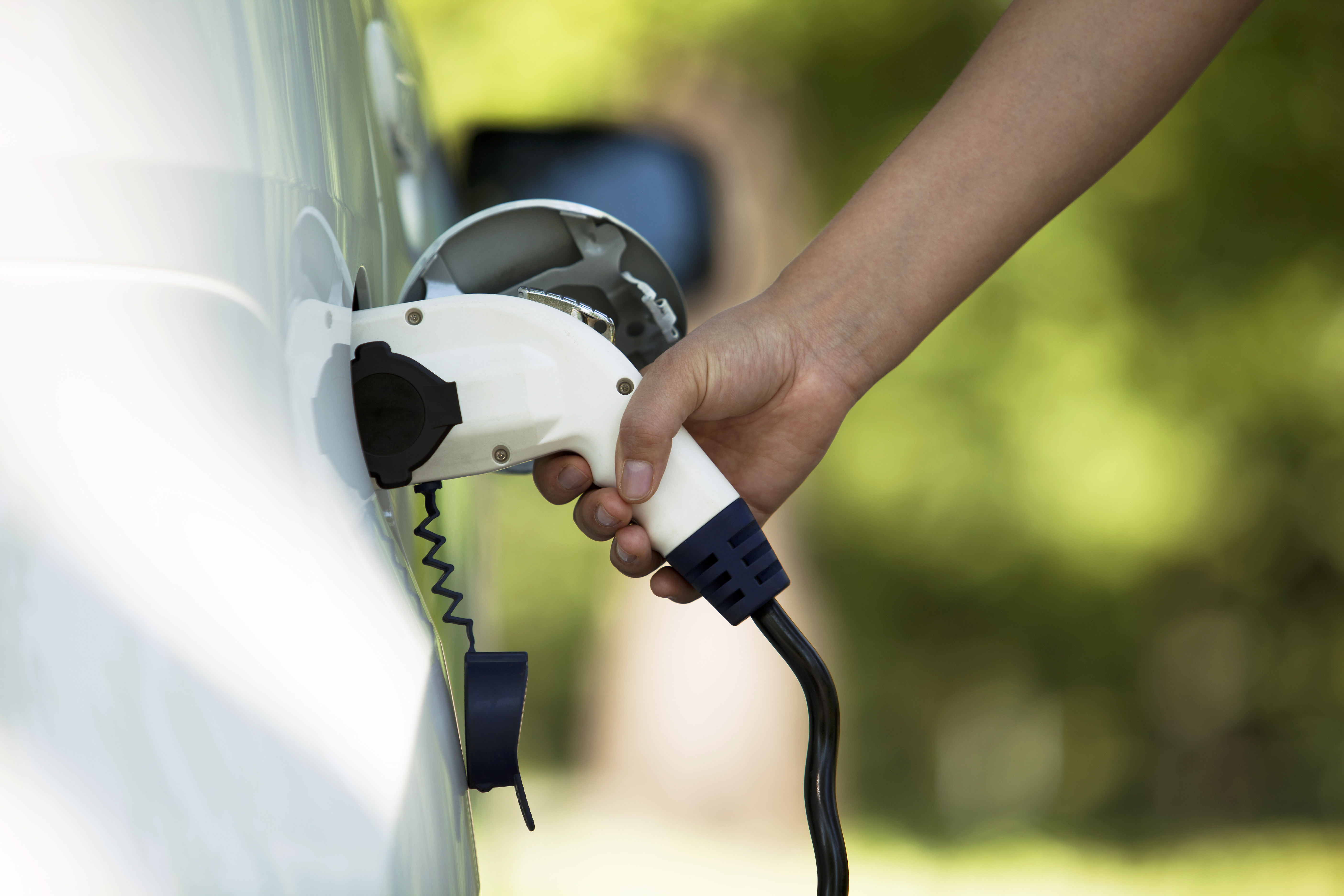 electric vehicle charging station in use