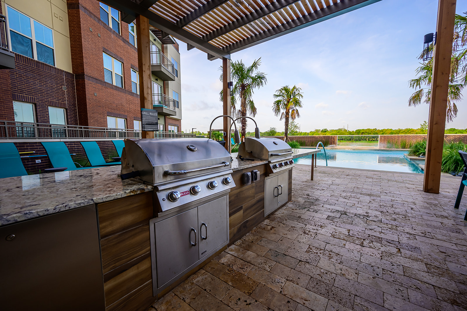 Outdoor kitchen with grills