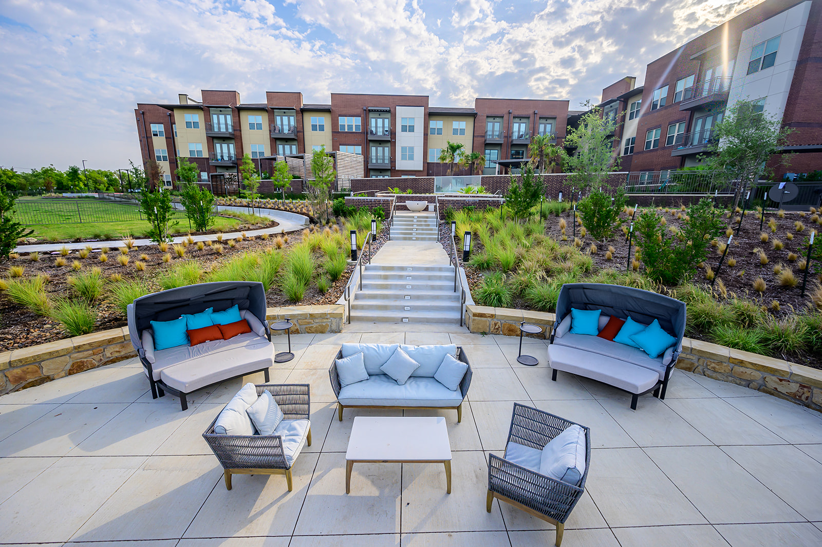 Outdoor courtyard with lounge seating