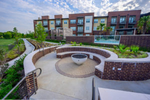 Outdoor courtyard with fire pit