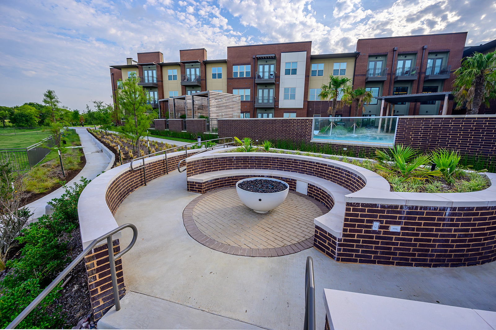 Outdoor courtyard with fire pit